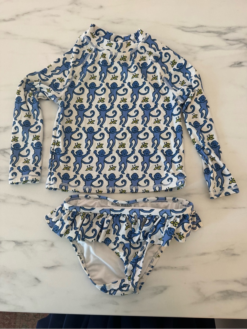 Roller Rabbit Blue and White Monkey Rash Guard Set - Roller Rabbit